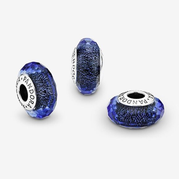 Pandora Jewelry - PANDORA Fascinating Iridescence Blue Murano Charm Authentic Glass Faceted RARE